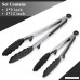 Silicone Kitchen Tongs 9 In + 12 In MANLEHOM Heavy Duty Heat Resistant Locking Stainless Steel Cooking Food Tongs with Built-in Stand for Serving Salad Barbecue Grilling Frying Oven Baking Black - B01080EUDY